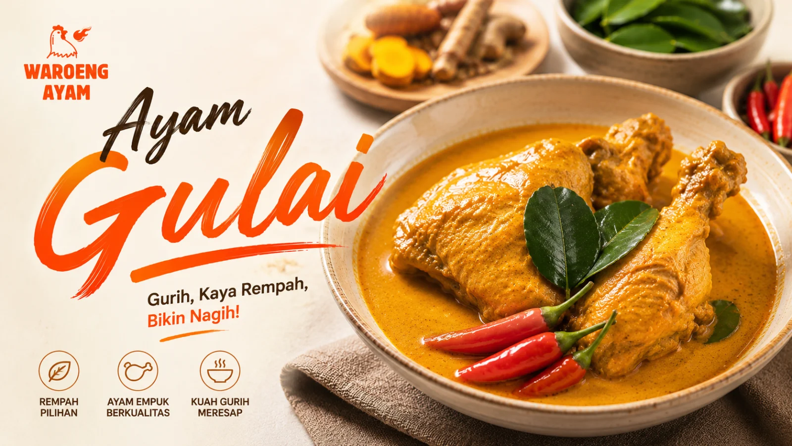 Ayam Gulai Enak, Gurih dan Kaya Rempah Waroeng Ayam